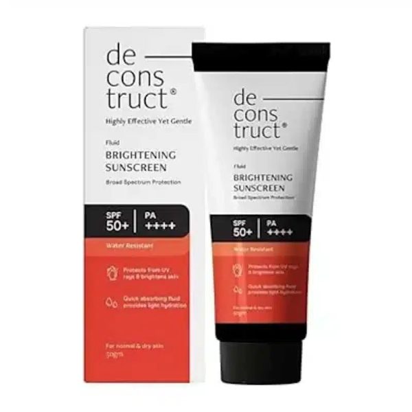 De Construct Fluid Brightening Sunscreen Combo with spf 50+ - Prevents Tanning & Provides a Brightening effect (50g)