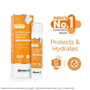 The Derma Co 1% Hyaluronic Sunscreen Aqua Gel In Vivo Tested with SPF 50 & PA++++ - 50g
Deep Hydration, Ultra Lightweight Texture, Invitro & In-Vivo Tested