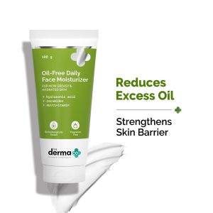The Derma Co Oil-Free Daily Face Moisturizer With Hyaluronic Acid, Ceramides & Multivitamins for Non-Greasy & Hydrated Skin - 100g 
Long-Lasting Moisture & Strengthens Barrier