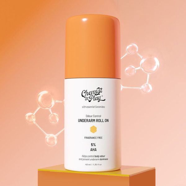 Chemist At Play 5% AHA Underarm Roll-On with Lactic Acid for Odour Control (Fragrance Free) - 40 ml
