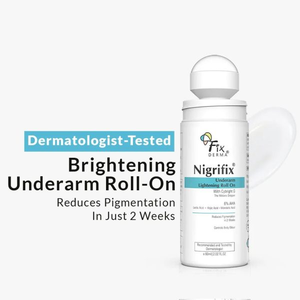 FixDerma Nigrifix Underarm Lightening Roll On | 6% AHA to Reduce Underarm Pigmentation in 2 Weeks (Original)