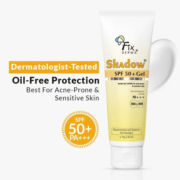 FixDerma Shadow SPF 50+ Gel Sunscreen | Perfect for all-season sun protection with SPF 50+ (75g)