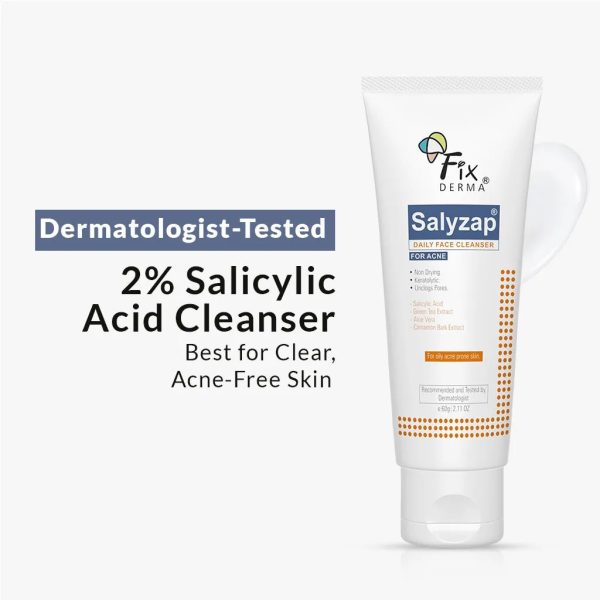 FixDerma Salyzap Daily Face Cleanser | Non-Drying Cleansing Formula for Clear, Acne-Free Skin (60g)