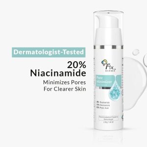 FixDerma Pore Minimizer Face Serum | 20% Niacinamide for Minimizing Enlarged Pores Over Time (30g)