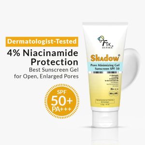 FixDerma Shadow Pore Minimizing Gel Sunscreen SPF 50 | Best Non-Greasy Gel Sunscreen for Oily Skin (50g)