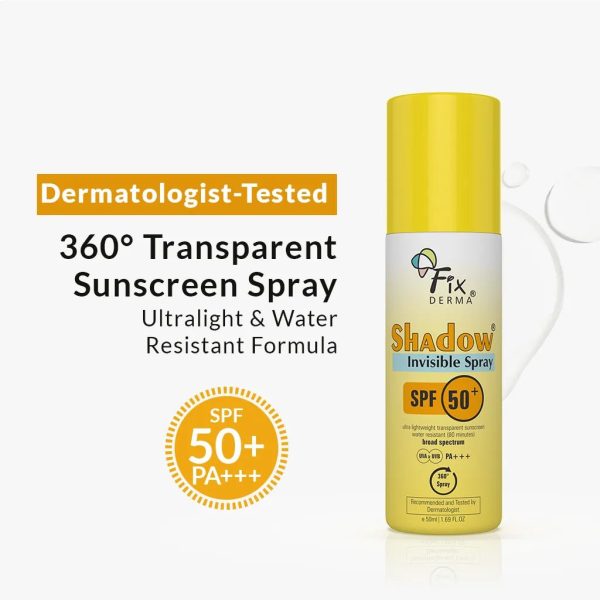 FixDerma Shadow Invisible Spray SPF 50+ | 360° transparent coverage against harmful UV rays (50ml)