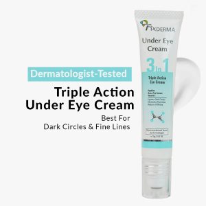 FixDerma Under Eye Roll On Cream | Triple Action Eye Cream for dark circle, puffiness & fine lines (15g)