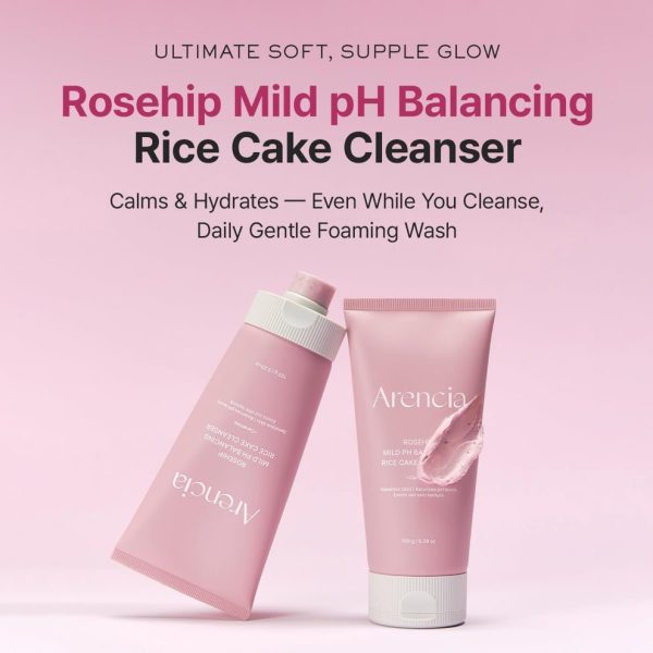 2026/05/1000157551.jpg Arencia Rosehip Mild PH Balancing Rice Cake Cleanser 150g